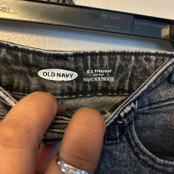 Old Navy jeans - “OG Straight High Rise” black wash distressed - Picture 3 of 9